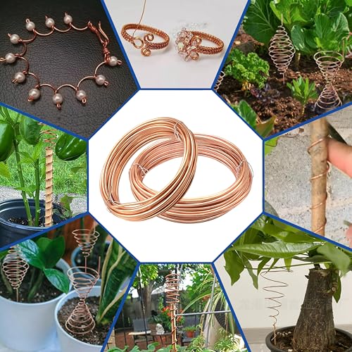 8 Gauge Soft Soild Copper Wire, 21 ft 1LB, 99.9% Pure for Electroculture Gardening, Jewelry Making, Beading, Science Projects - size: 8GA