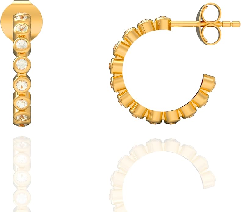 Gold Hoop Earrings for Women – Brass 18k Gold Plated Round Hoop Earrings, Lightweight Gold Plated Fashion Jewelry, Elegant Statement Earrings for Party & Daily Wear
