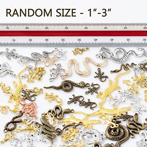 stino 100g Metal Pendant Charms for Jewelry Making, Bulk Silver & Gold Plated Charms for Braclet Necklace Crafts, Animal Plant Flower Pet and so on - color: Snakes & Lizards Mixed Color