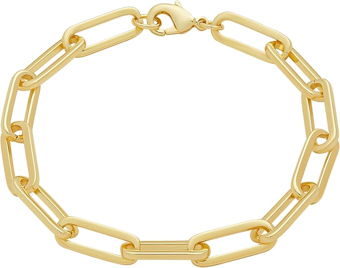 Amazon Essentials 14k Gold Plated or Silver Plated Chunky Chain Link Bracelet 7.5"