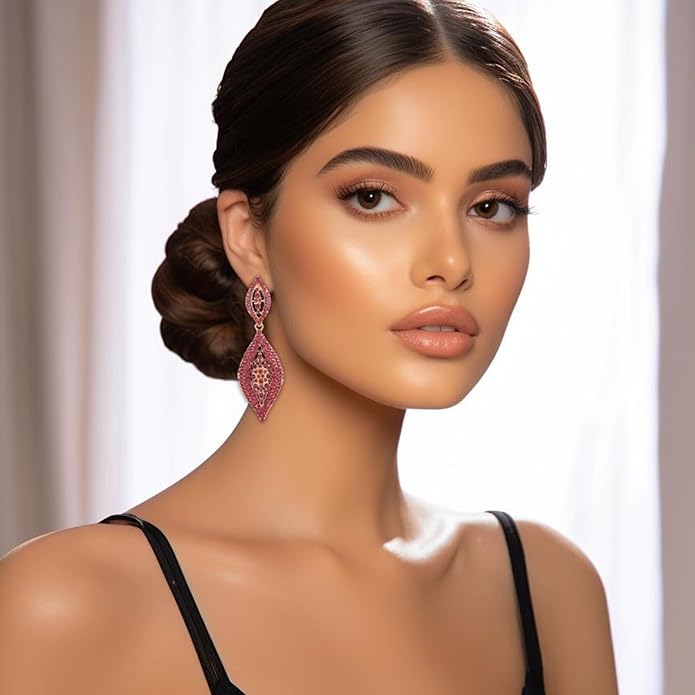 Elegant Rhinestone Dangle Earrings Crystal Wedding Bridal Long Dangling Drop Earrings Chandlier Earrings for Women Bridesmaid