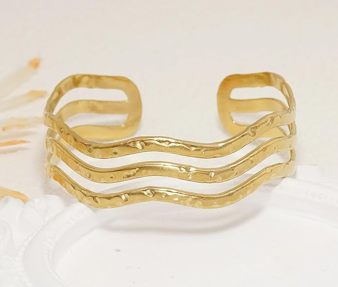 Multi-layer Cuff Bracelet for Women Cross Wire Bracelets Open Wide Cuff Gold Bangle Bracelet