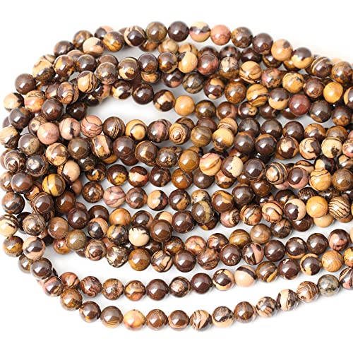 45PCS 8mm Natural Africa Picture Jasper Gemstone Round Loose Beads for DIY Bracelet Necklace Earrings Jewelry Making 1 String 15 Inches - color: Africa Picture Jasper, size: 8mm