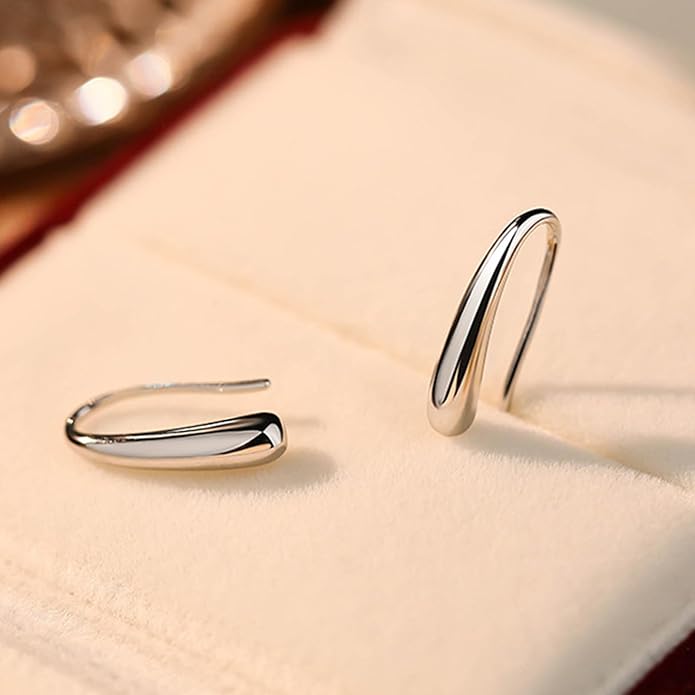 S925 Sterling Silver Stud Earrings for Women, Animal Cat & Dog Studs and Minimal Teardrop Ear Climber, Hypoallergenic Earrings for Sensitive Ears, Gift Box Included
