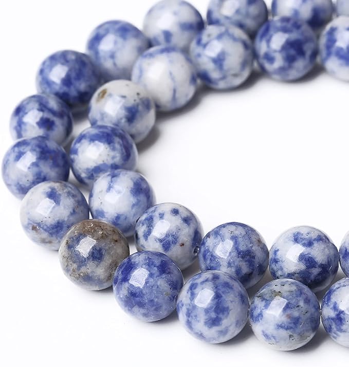 60PCS 6mm Natural Sodalite Beads Round Loose Stone Beads for Jewelry Making DIY Energy Stone Healing Power Bracelet 15"