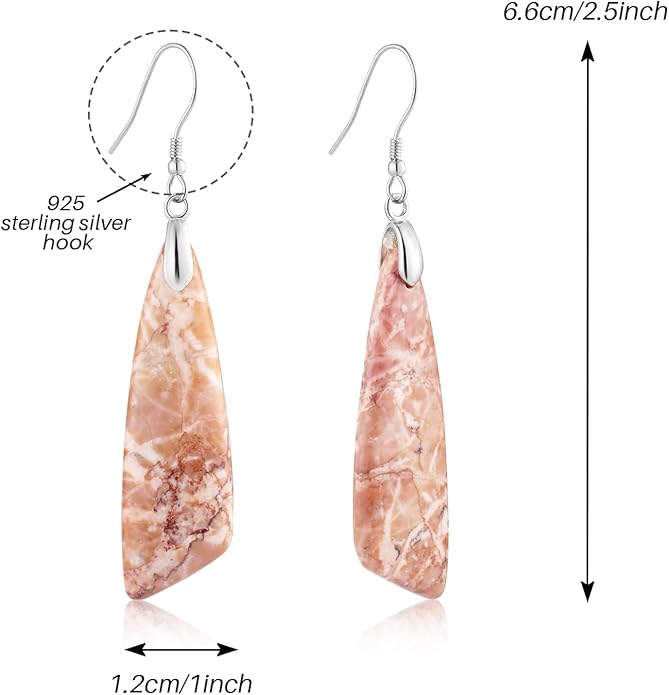 SELOVO Jasper Stone Earrings for Women Trendy Dangle Earrings Fishhook Drop Earrings
