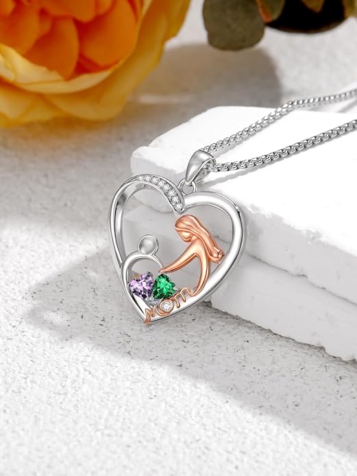 Valentines Day Gift for Mom Mother Daughter Necklace Birthstone Necklaces for Women Anniversary Jewelry Valentine Mothers Day Christmas Birthday Gifts for Mom Women Her Wife Girlfriend