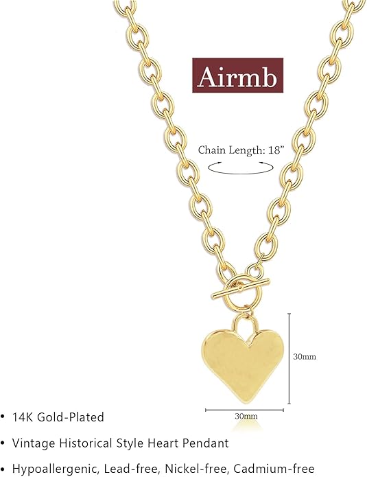 Heart Necklace for Women Gold/Silver Plated Trendy Heart Choker Lover Pendant Hypoallergenic Fashion Gold/Silver Necklace for Women Love Jewelry Gift for Women Girlfriend