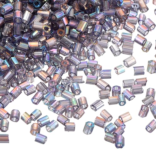 uxcell 1400Pcs Glass Bugle Beads, 1.9x1.5mm Tube Mini Loose Glass Seed Spacer Bead for DIY Earrings Necklaces Bracelets Jewelry Making (Bean Purple) - color: Bean Purple, size: 1.9x1.5mm