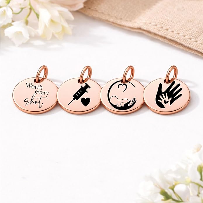 SM Design Pregnancy & New Baby Charm Set – Set of 4 Meaningful Stainless Steel Charms – Great for Crafting, Making Bracelets and Necklaces - Meaningful Keepsake Charms for Expecting & New Moms