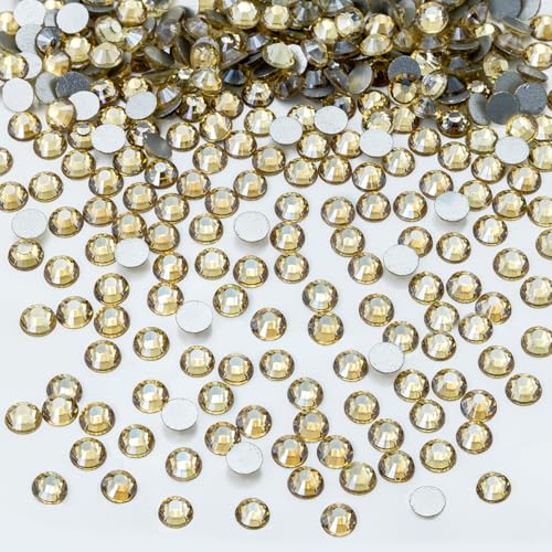 2880pcs SS10 2.8mm Champagne Golden Flatback Rhinestones Bulk K9 Glass Gold Nail Art Gems Round Beads Nail Crystals Stones Diamonds Nail Charms Jewels for Nails Eyes Face Makeup Crafts DIY Tumblers - color: Champagne, size: Ss10