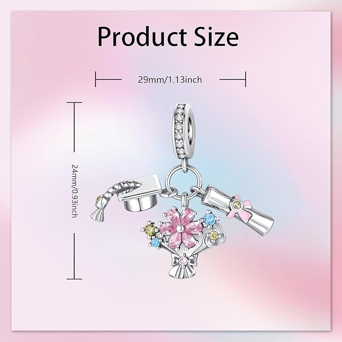 Birthday Fashion Love Heart Dangle Charm 925 Sterling Silver Charms fits Bracelets and Necklace Pendant Bead Charms Jewelry Present for Women Family Friends