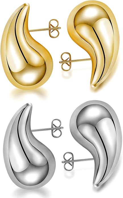 9 Pairs Chunky Gold Earrings Set for Women Trendy Lightweight Gold Plated Hoop Earrings Hypoallergenic Jewelry