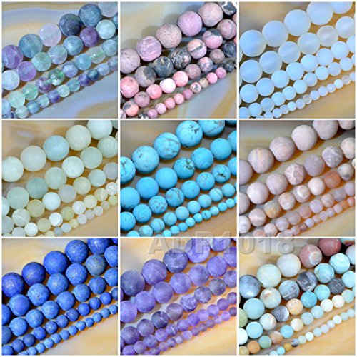 AD Beads Beautiful Natural Matte Gemstone Round Spacer Loose Beads 4-12mm (4mm, 33 Matte Amazonite) - color: 33 Matte Amazonite, size: 4mm