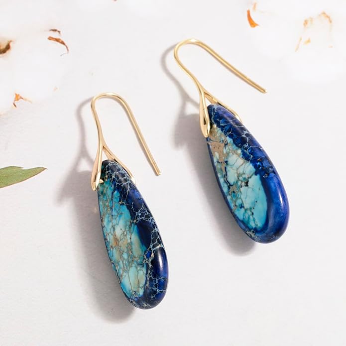 SELOVO Stone Fishhook Dangle Drop Earrings Statement Earrings for Women Stone