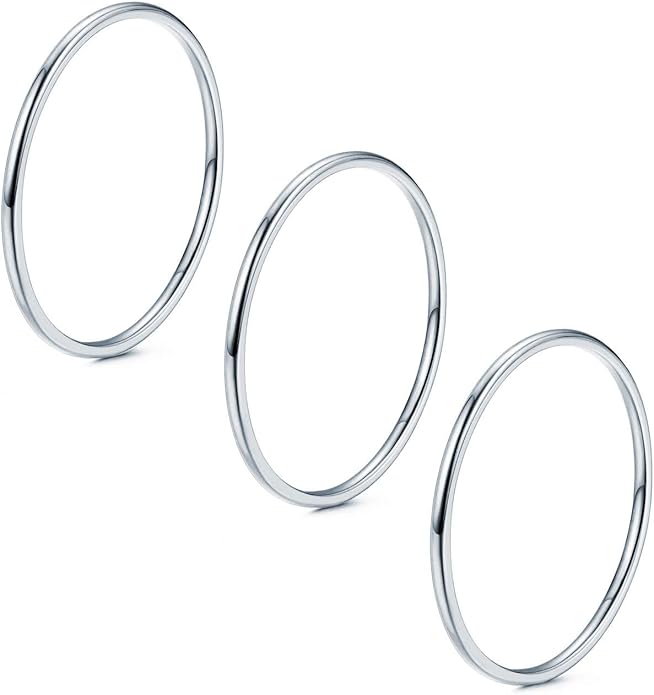NOKMIT 1mm 14K Gold Filled Rings for Women Girls Thin Gold Ring Dainty Cute Stacking Stackable Thumb Pinky Band Non Tarnish Comfort Fit Size 4 to 11 1PC/2PCS/3PCS