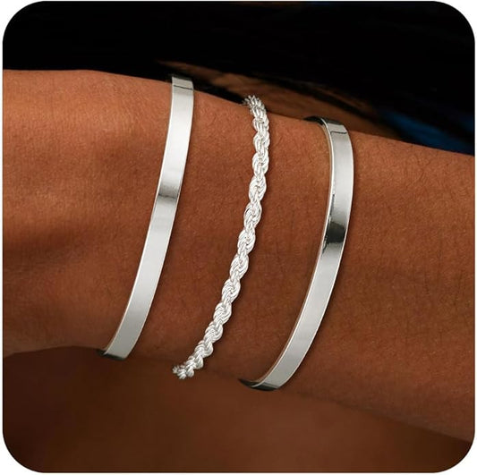 Gold Bangle Bracelets for Women, Non Tarnish Dainty 14K Gold Plated Cuff Bracelets Stackable for Women,Waterproof Bracelet Stack Gold Jewelry Gifts Trendy Adjustable Accessories