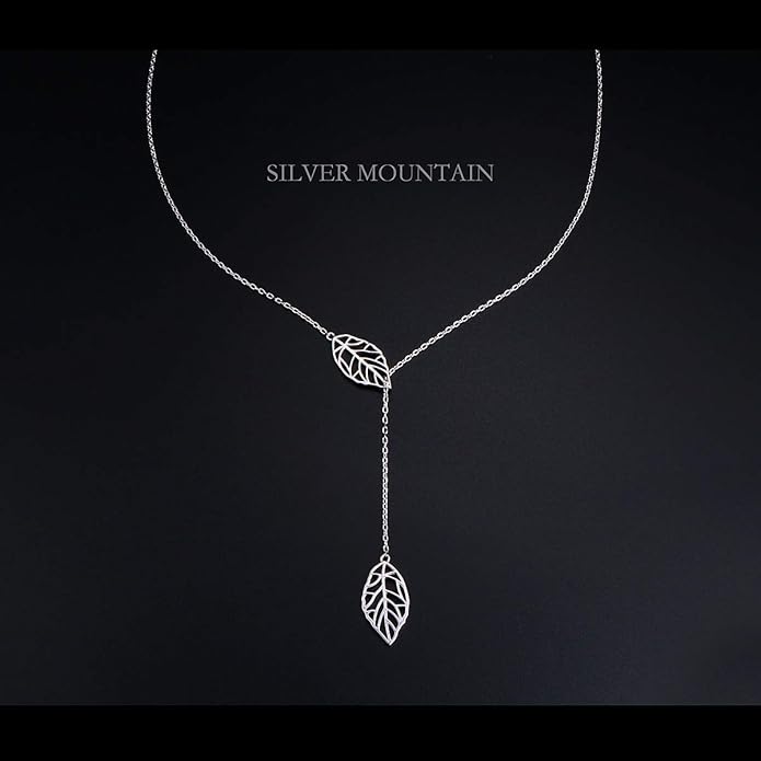 Long Necklace Sterling Silver Larait Bar Y Lariat Long Chain Drop Adjustable Necklace Gift for Her, 30"