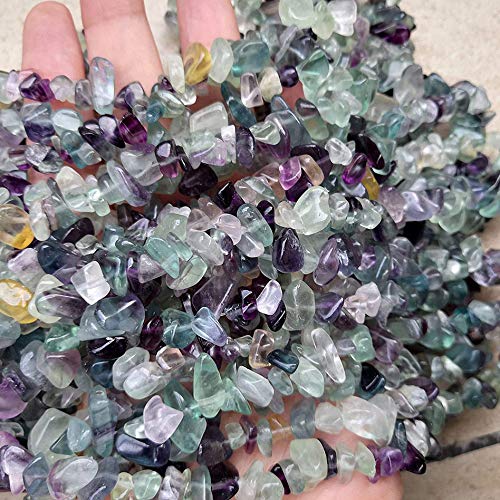 Genuine Fluorite Chips Gemstone Beads 5-8mm Irregular Shaped Crystal Chip Stone Loose Bead for Jewelry Making 1 Strand 32" - color: Fluorite