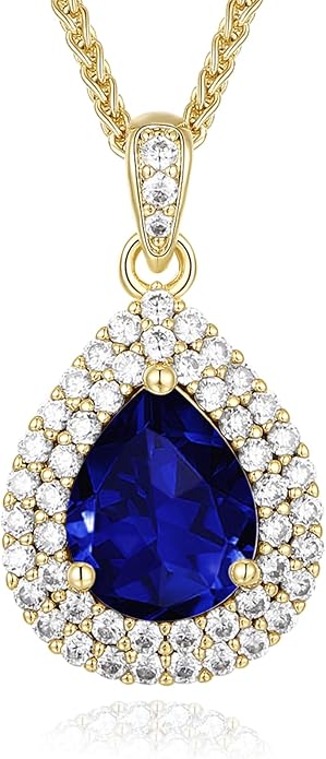 Valentine's Day Gift for Wife/Her-18K Gold Plated Teardrop Birthstone Necklace- with Light-Up Gift Box,Jewelry for Women,Anniversary Birthday Gifts for Women Her Wife Girlfriend Mom,Womens Jewelry