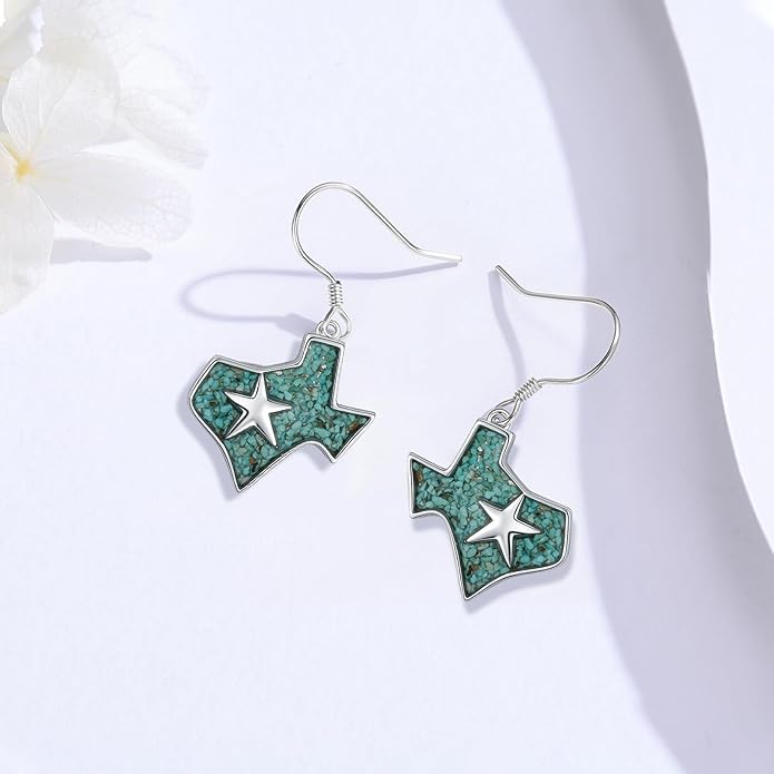Western Earrings for Women 925 Sterling Silver Turquoise Western Country Dangle Drop Earrings Country Jewelry Gifts for Cowgirl Cowboy