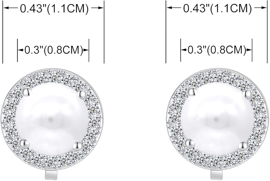 YOQUCOL 8MM Cubic Zirconia Crystal Clip On Stud Earrings Round Non Pierced Earrings for Women