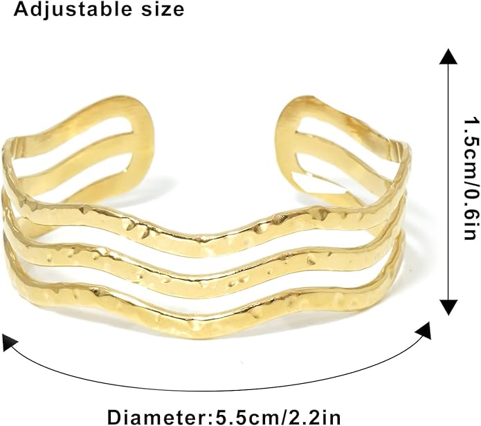 Multi-layer Cuff Bracelet for Women Cross Wire Bracelets Open Wide Cuff Gold Bangle Bracelet