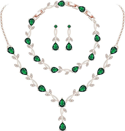 GZWHD Wedding Jewelry Sets for Bride Bridesmaid Women Cubic Zirconia Necklace Earrings Bracelet Set Gift for Mother Friend Wife Daughter Sister Party Prom Jewelry