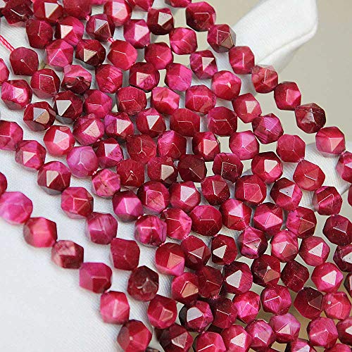 MJDCB Best Sellers Natural Stone Beads Faceted Polygon Rose Red Tiger Eye Crystal Energy Stone Healing Power for Jewelry Making(8mm) - color: Rose Red Tiger Eye