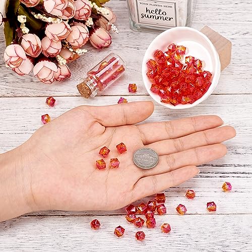 Craftdady Square Polygon Acrylic Beads 100pcs Crystal Clear Two-Tone Pink Spacer Charms for DIY Jewelry Making - color: DeepPink,Polygon