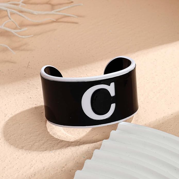 LILIE&WHITE Acrylic Monogram Resin Bracelet for Women Trendy Acrylic Statement Bracelets Jewelry Gift
