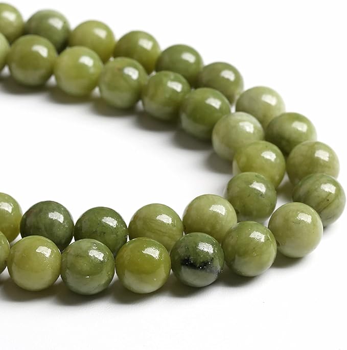 90PCS 8MM Natural Stone Chinese Green Jade Loose Beads for Jewelry Making DIY Bracelet Necklace