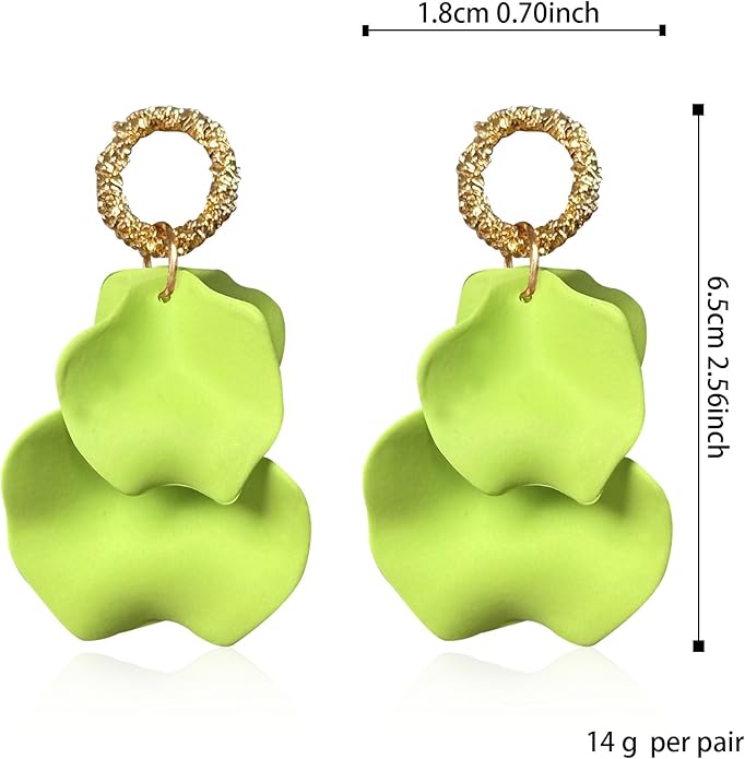Anmpab Statement Matte Rose Flower Petal Stud Earrings for Women Dangly Floral Petal Earrings Jewelry Accessories Romantic Gifts for Her Women