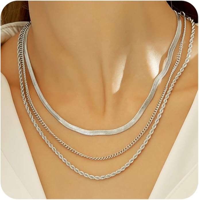 wgoud Gold Necklace for Women Waterproof,14K Real Gold Plated Herringbone Choker Necklace for Women Trendy, Dainty Gold Chain Necklaces Stack,Simple Layered Gold Necklaces for Women Jewelry Gifts