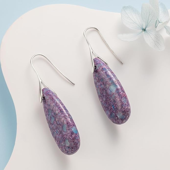 SELOVO Stone Fishhook Dangle Drop Earrings Statement Earrings for Women Stone