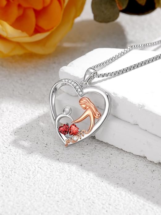 Valentines Day Gift for Mom Mother Daughter Necklace Birthstone Necklaces for Women Anniversary Jewelry Valentine Mothers Day Christmas Birthday Gifts for Mom Women Her Wife Girlfriend