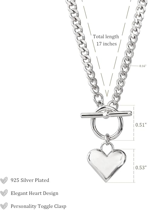 Heart Necklace for Women Gold/Silver Plated Trendy Heart Choker Lover Pendant Hypoallergenic Fashion Gold/Silver Necklace for Women Love Jewelry Gift for Women Girlfriend