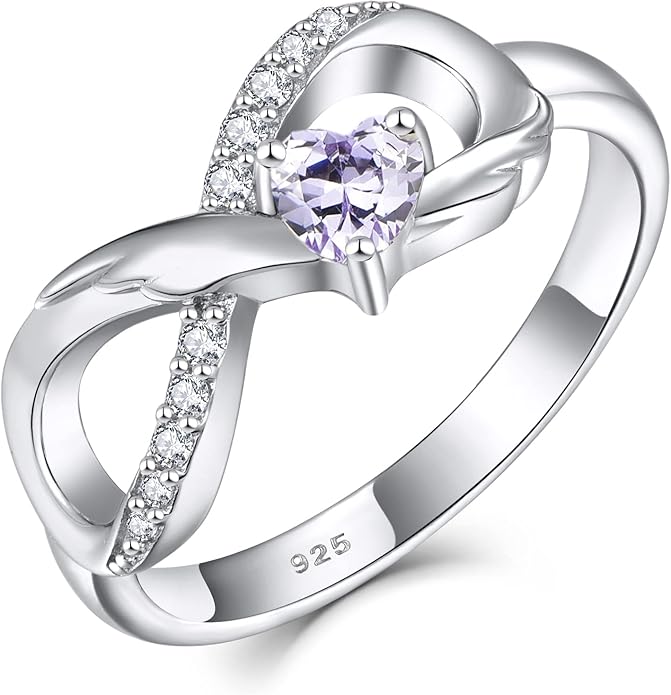 STARCHENIE Infinity Promise Ring 925 Sterling Silver Angel Wings Heart Ring for Women Size 5-10