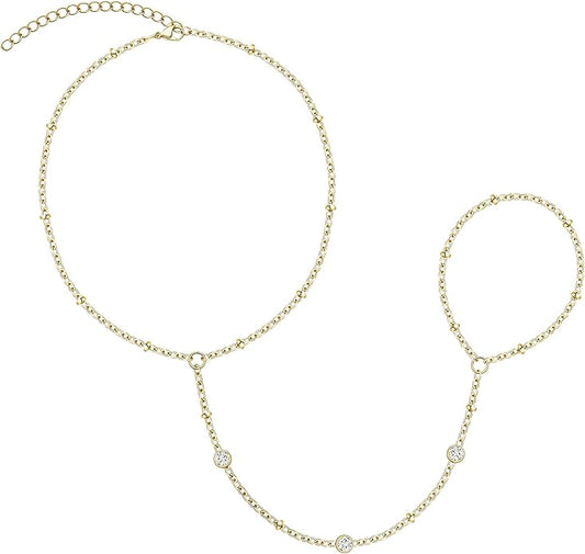 Gold Bracelets Set for Women Non Tarnish Trendy,14K Gold Plated Dainty Stackable Paperclip Cuban Link Chain Bracelets, Simple Cute Cuff Bracelets Jewelry Set Adjustable 7"+2"