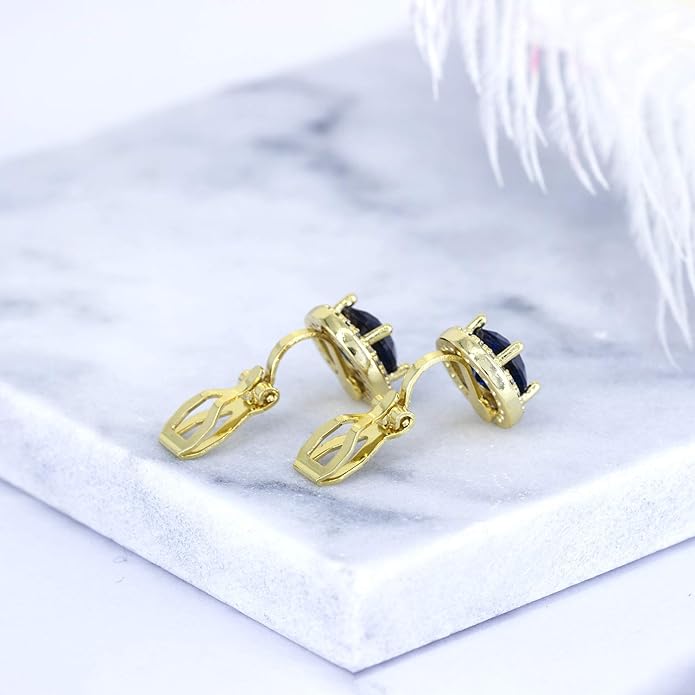 YOQUCOL 8MM Cubic Zirconia Crystal Clip On Stud Earrings Round Non Pierced Earrings for Women