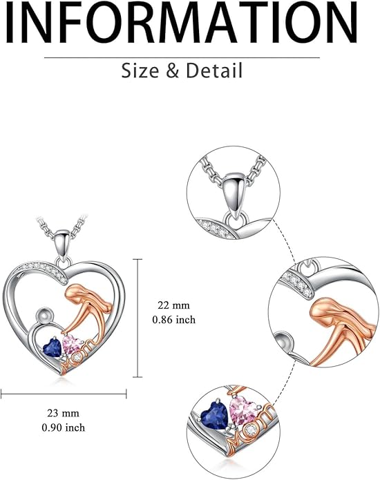 Valentines Day Gift for Mom Mother Daughter Necklace Birthstone Necklaces for Women Anniversary Jewelry Valentine Mothers Day Christmas Birthday Gifts for Mom Women Her Wife Girlfriend
