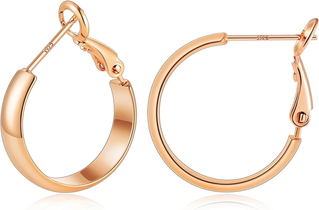 Gacimy 14K Gold Plated Hoop Earrings for Women, 14k Real Gold Plated with 925 Sterling Silver Post, Hypoallergenic Lightweight Thick Hoops Earrings for Women Trendy