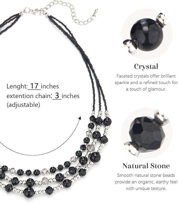 Noessla Beaded Statement Necklaces for Women Layered Chunky Bead Necklace Fashion Costume Jewelry Gifts for Mom