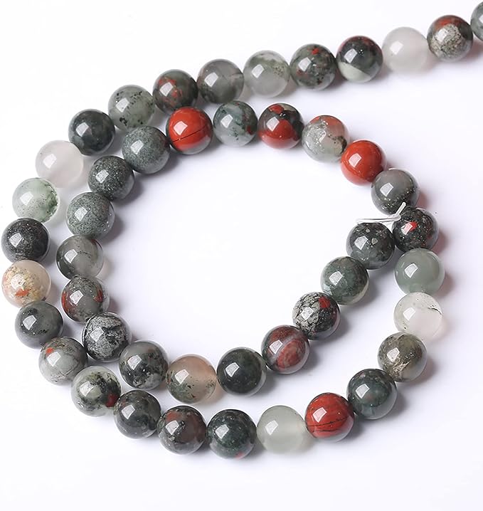 4mm 90pcs Natural African Bloodstone Beads Round Loose Gemstone Energy Healing Power Stone Beads for Jewelry Making DIY Bracelet 15 Inch (African Bloodstone, 4mm)