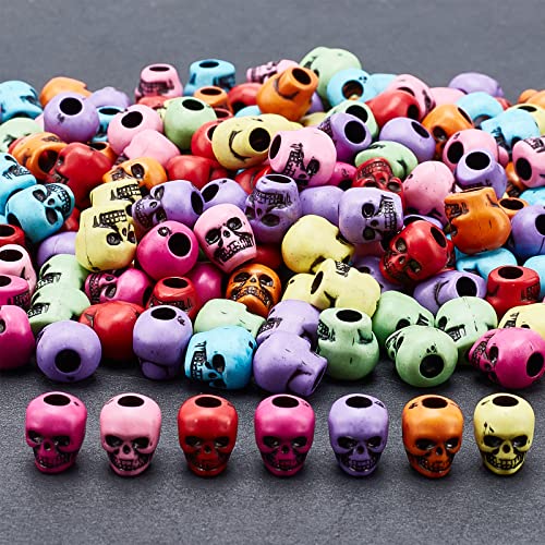 NBEADS 200pcs Halloween Skull Beads - Acrylic Skull Spacers in Mixed Colors - color: Mixed Color-Skull