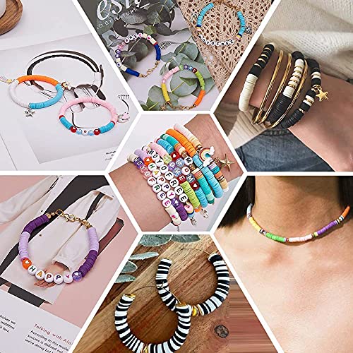 MIIIM Earth Tone Clay Bead Bracelet Kit, Heishi and Flat Clay Beads, Gold Spacer for Jewelry Making, Friendship Kit for Crafts, Concert, Raves, Gifts - color: Earth Tone