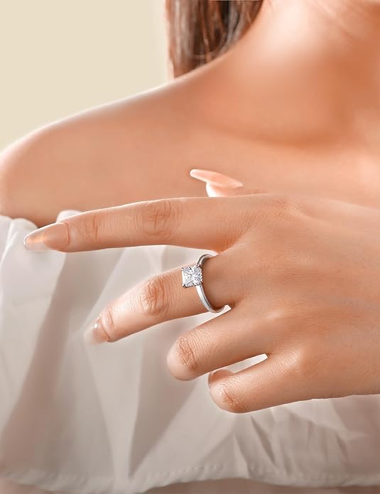 Elspeth 925 Sterling Silver Engagement Ring for Women Oval/Radiant/Pear/Princess/RoundCut Cubic Zirconia Promise Ring Size 4-10