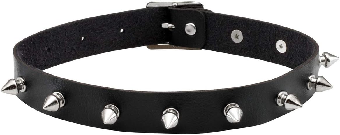 Eigso Vintage Punk Goth Studded Rivet Pu Leather Collar Choker Necklace with Spikes Adjustable