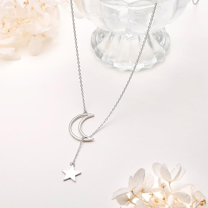 Long Necklace Sterling Silver Larait Bar Y Lariat Long Chain Drop Adjustable Necklace Gift for Her, 30"