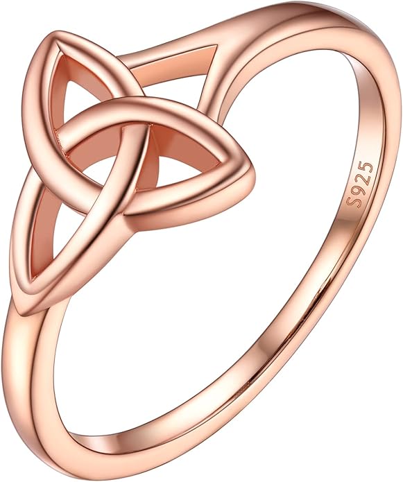PROSILVER 925 Sterling Silver Claddagh Ring/Celtic Knot Ring for Women, Irish Wedding Band, Rose Gold Plated/Gold Plated, Size 4-12, Come with Box